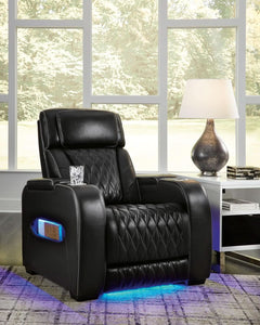 Black Leather Power Recliner With Adjustable Headrest by ShipItFurniture