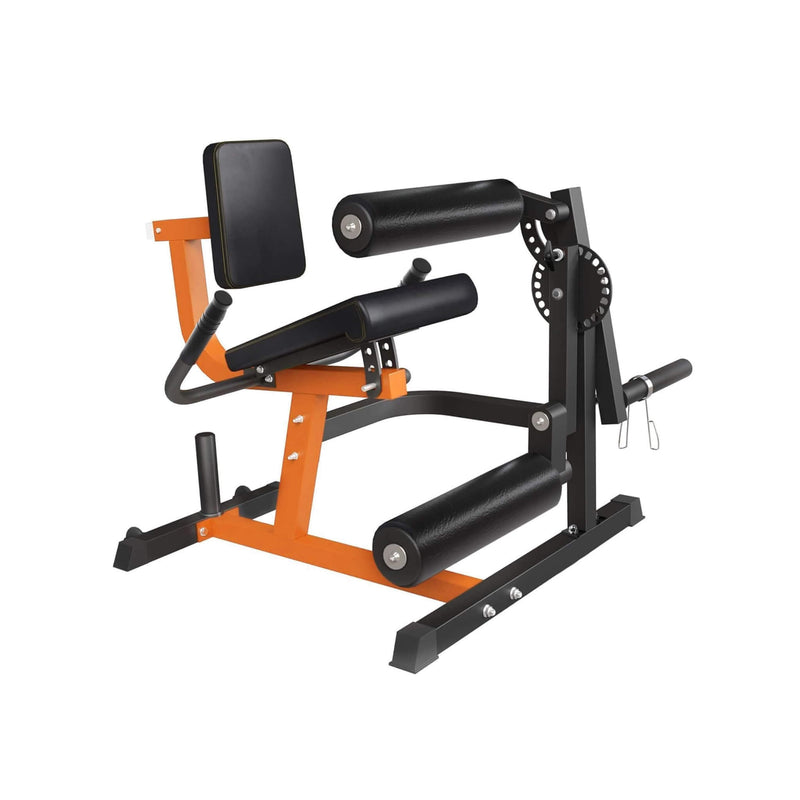Side view of SAKSBY WHOLESALE Rovix 550lbs adjustable lower body leg extension and curl machine for weight lifting.