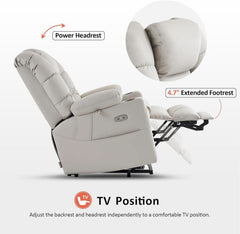Large Dual Motor Power Lift Recliner With Massage And Heat by ShipItFurniture