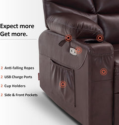 Power Lift Recliner Dark Brown Extended Footrest Chair by ShipItFurniture