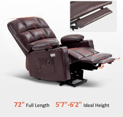 Dark Brown Lift Recliner With Massage For Elderly People by ShipItFurniture