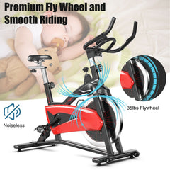 FH10005RB Magnetic Exercise Bike Fitness Cycling Bike with 35Lbs Flywheel for Home and Gym-Black & Red by DirectDeals