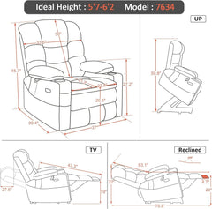 Large Dual Motor Power Lift Recliner With Massage And Heat by ShipItFurniture