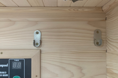 Zoppinh Blisspod Vienna Far Infrared Sauna with wooden interior and digital control panel for relaxing infrared therapy.