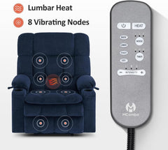 Large Wide Navy Blue Dual Motor Lift Recliner Massage And Heat by ShipItFurniture