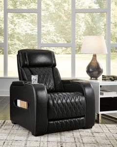 Black Leather Power Recliner With Adjustable Headrest by ShipItFurniture