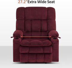 Large burgundy ShipItFurniture massage recliner chair with dual motors, lift feature, heat, and massage functions.