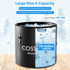 79 Gal Water Chiller Compatible Cold Plunge Tub with Cover-Black by Gamba Beauty