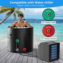 79 Gal Water Chiller Compatible Cold Plunge Tub with Cover-Black by Gamba Beauty