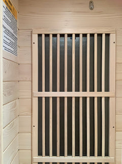 Zoppinh Blisspod Vienna Far Infrared Sauna interior with wooden benches and infrared panels for therapeutic heat therapy.