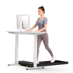 Foldable KingSmith WalkingPad A1 Pro treadmill for under-desk walking, featuring a compact design and digital display.