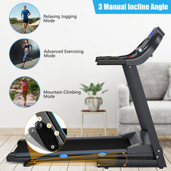 SP36091US 2.25 HP Folding Electric Motorized Power Treadmill with Blue Backlit LCD Display by DirectDeals