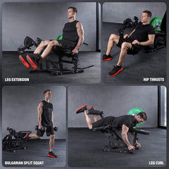 SAKSBY WHOLESALE Rovix 800lbs adjustable lower body leg extension and curl machine with multiple leg position options for weight training.