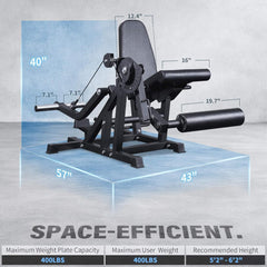 SAKSBY WHOLESALE Rovix 800lbs adjustable lower body leg extension and curl machine for weight lifting and strength training.