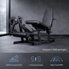 SAKSBY WHOLESALE Rovix adjustable 800LBS lower body leg extension and curl machine with padded seat and weight support.