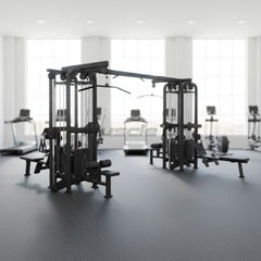 8 Stack Megatron Standard Jungle Gym - 2 Colors - Muscle D Fitness - Black/Silver, Lat Pulldown, Pull-up, Low Row, Single/Double Pulleys
