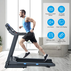 SP36091US 2.25 HP Folding Electric Motorized Power Treadmill with Blue Backlit LCD Display by DirectDeals