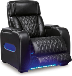 Black Leather Power Recliner With Adjustable Headrest by ShipItFurniture
