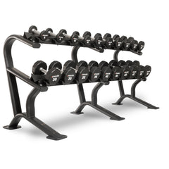 12-Sided Commercial Urethane Dumbbells (5-50 lb and 5-75 lb Sets) by XMARK