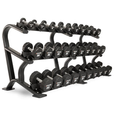 12-Sided Commercial Urethane Dumbbells (5-50 lb and 5-75 lb Sets) by XMARK