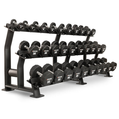 12-Sided Commercial Urethane Dumbbells (5-50 lb and 5-75 lb Sets) by XMARK