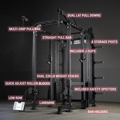 Commercial Power Rack Cable Machine, 440 lbs Total Stack Weight by XMARK