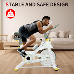 Indoor Exercise Bike Cycling Bike with Comfortable Seat Cushion Yellow+White by V.I.P Digital Presence