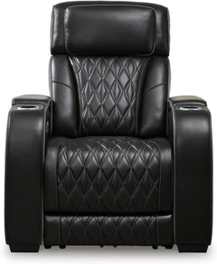 Black Leather Power Recliner With Adjustable Headrest by ShipItFurniture