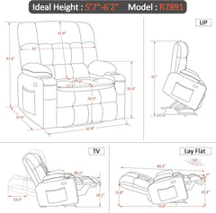 Dark Grey Wide Power Lift Recliner With Massage And USB by ShipItFurniture
