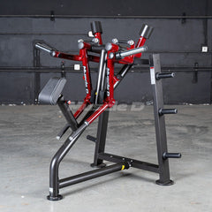 Muscle D Power Leverage V2 Plate-Loaded Rear Delt Machine by Muscle D Fitness, with padded seats and adjustable arm supports for shoulder workouts.