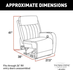 Rv Power Recliner With Massage Left Hand Polyhyde Fabric by ShipItFurniture