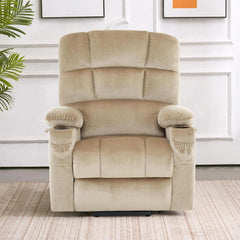 Dual Motor Power Lift Recliner Chair With Massage And Heat Beige Fabric Medium by ShipItFurniture