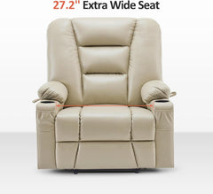 Beige Large Power Lift Recliner Chair With Massage And Heat by ShipItFurniture