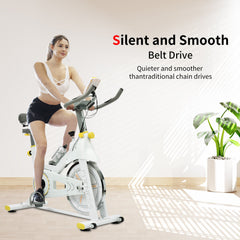 Indoor Exercise Bike Cycling Bike with Comfortable Seat Cushion Yellow+White by V.I.P Digital Presence