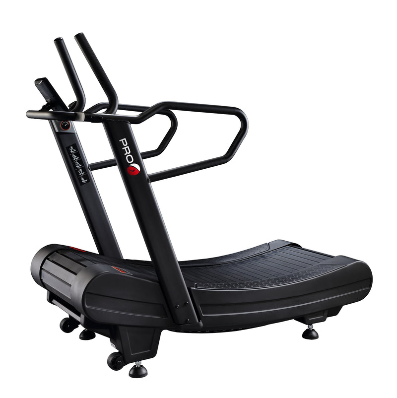 Pro 6 Arcadia Air Runner non-motorized treadmill with a sleek running surface and adjustable resistance for cardio workouts.