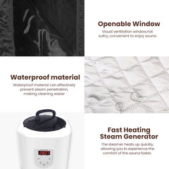 Zoppinh Blisspod portable personal sauna emitting steam, compact design for full-body relaxation, 60-minute rapid steam session