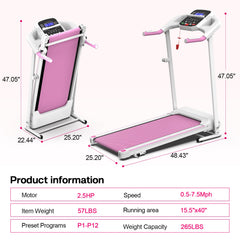Foldable Treadmill 2.5HP Electric Folding Treadmill Running Walking Machine by V.I.P Digital Presence