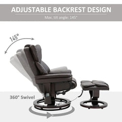 Adjustable Brown Faux Leather Remote Massage Recliner Chair w/ Ottoman by HomePacific