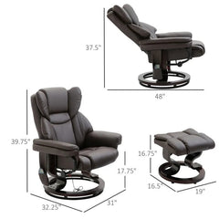 Adjustable Brown Faux Leather Remote Massage Recliner Chair w/ Ottoman by HomePacific