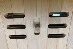 Zoppinh Blisspod Bergen full spectrum indoor sauna for two people with wooden interior and modern design.