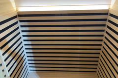 Zoppinh Blisspod Bergen full spectrum indoor sauna for two people, showcasing sleek design and wooden interior for relaxation.