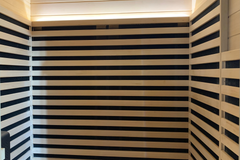 Zoppinh Blisspod Bergen full spectrum indoor sauna for 2 people with wooden interior and digital control panel.