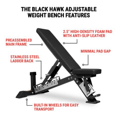 XM-9027 Black Hawk Commercial Adjustable Weight Bench (Pre-assembled) by XMARK