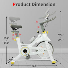 Indoor Exercise Bike Cycling Bike with Comfortable Seat Cushion Yellow+White by V.I.P Digital Presence