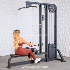 Muscle D Fitness Classic V2 selectorized lat pulldown and low row combo machine for strength training and back exercises.