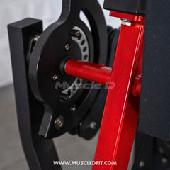 Muscle D Fitness Classic V2 selectorized leg extension and seated leg curl combo machine with padded seats and adjustable weights.