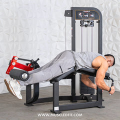 Muscle D Fitness Classic V2 selectorized prone leg curl machine for effective hamstring workouts in commercial gyms