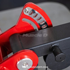 Muscle D Fitness Classic V2 selectorized multi-press chest and shoulder machine with padded seats and adjustable handles.