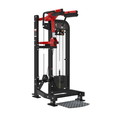 Muscle D Fitness Classic V2 selectorized standing calf raise machine with padded support and weight stack for lower leg workouts.