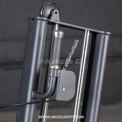 Muscle D Fitness Classic V2 Selectorized Glute Kick Machine for commercial gyms, showing padded seat and adjustable leg support.